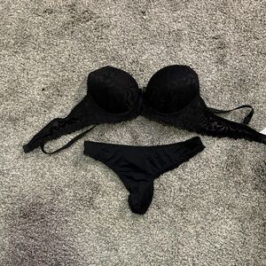 Black panties and push-up bra